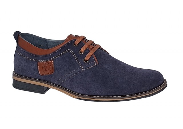 Oferta marimea 40, 41 Pantofi barbati casual din piele naturala bleumarin 410BLEU